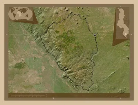 Thyolo, Malawi. Low-res satellite. Major cities Stock Illustration