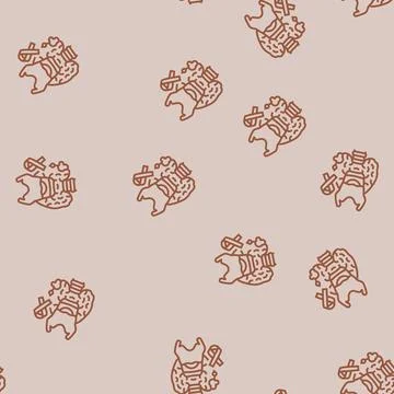 Thyroid cancer line seamless pattern Stock Illustration