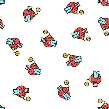 Thyroid cancer vector seamless pattern Stock Illustration