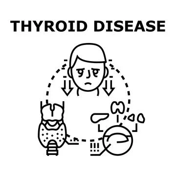 Thyroid disease causing fatigue and health problems concept Illustration
