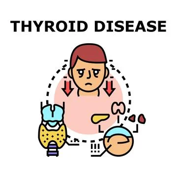 Thyroid disease causing fatigue and health problems concept Stock Illustration