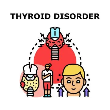 Thyroid disorder concept with hormonal imbalance symptoms Illustration