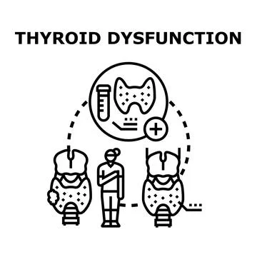 Thyroid dysfunction creating health problems and requiring diagnosis Stock Illustration