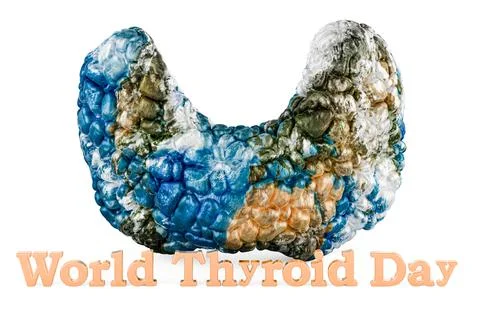 Thyroid with Earth map texture, 3D rendering World Thyroid Day, concept. 3D r Stock Illustration