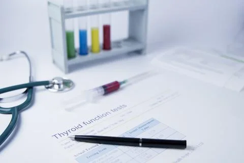 Thyroid function Labor analysis result or medical test result Stock Photos