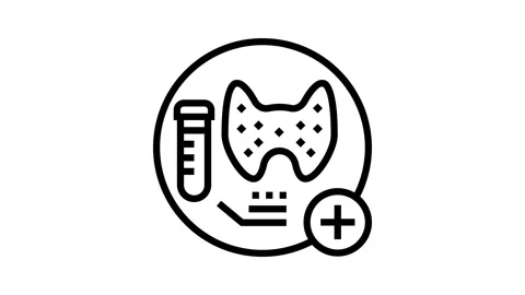 Thyroid function tests health check line icon animation Video stock 224414303