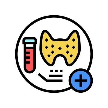 Thyroid function tests health check color icon vector illustration Stock Illustration