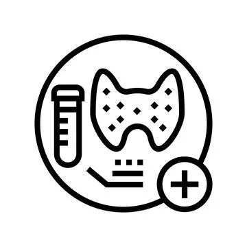 Thyroid function tests health check line icon vector illustration Illustrazione stock