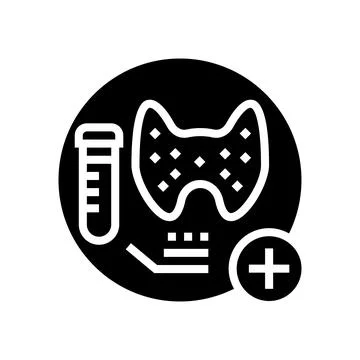 Thyroid function tests health check glyph icon vector illustration Stock Illustration