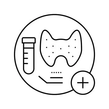 Thyroid function tests health check line icon vector illustration Stock Illustration