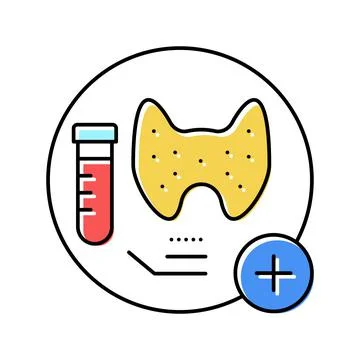 Thyroid function tests health check color icon vector illustration Stock Illustration