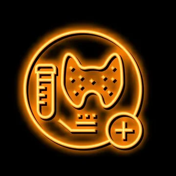 Thyroid function tests health check neon glow icon illustration Stock Illustration