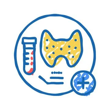 Thyroid function tests health check icon doodle illustration Stock Illustration