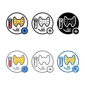 Thyroid function tests health check color set icon vector Stock Illustration