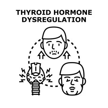 Thyroid gland experiencing dysfunction. Influencing human health with symptom Stock Illustration