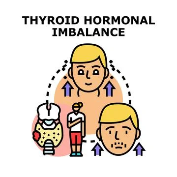 Thyroid gland hormonal imbalance causing health problems Stock Illustration