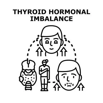 Thyroid gland hormonal imbalance causing health problems Stock Illustration