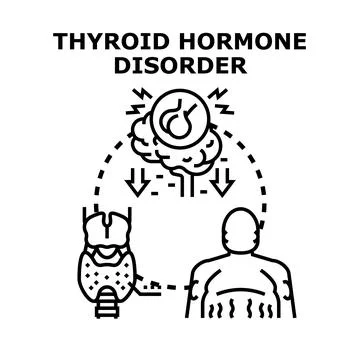 Thyroid gland hormone disorder negatively impacting human health Stock Illustration