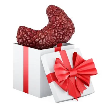 Thyroid gland inside gift box, gift concept. 3D rendering Stock Illustration