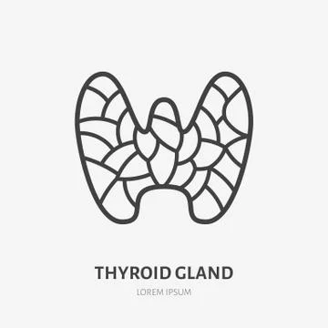 Thyroid gland line icon, vector pictogram of human internal organ. Anatomy Stock Illustration