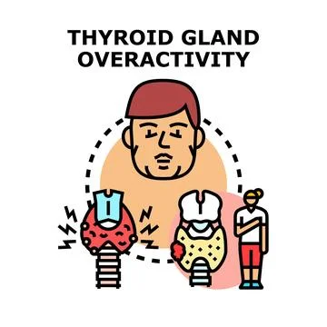 Thyroid gland overactivity causing health problems concept Stock Illustration