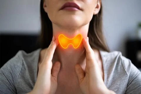 Thyroid Gland Salivary Disease. Woman Stock Photos