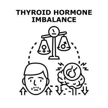 Thyroid hormone imbalance affecting human endocrine system Stock Illustration