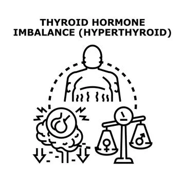 Thyroid hormone imbalance causing hyperthyroid condition Stock Illustration