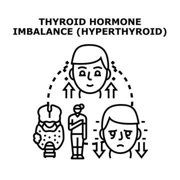 Thyroid hormone imbalance causing hyperthyroidism condition Stock Illustration