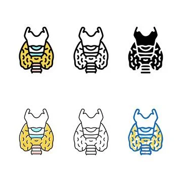 Thyroid human organ color set icon vector Stock Illustration