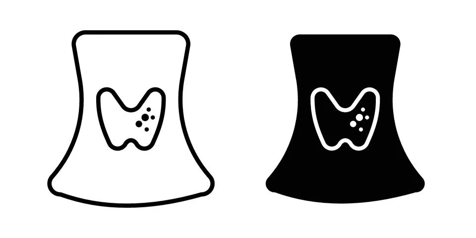 Thyroid icon linear versions pack on white background Stock Illustration