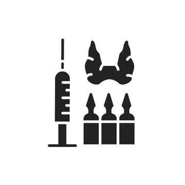 Thyroid injection treatment line icon. Isolated vector element. Illustrazione stock