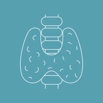 Thyroid outline icon on blue background Illustrazione stock
