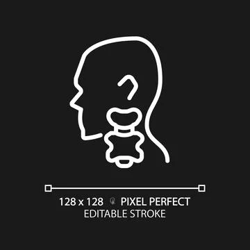 Thyroid pixel perfect white linear icon for dark theme 스톡 일러스트