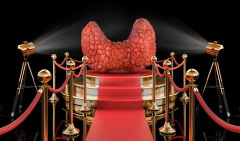 Thyroid in Podium, 3D rendering isolated on white background Stock Illustration