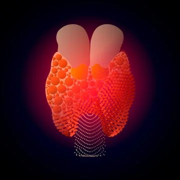 Thyroid with a point of pain. Stylized transition from a real organ to an X-r Stock Illustration