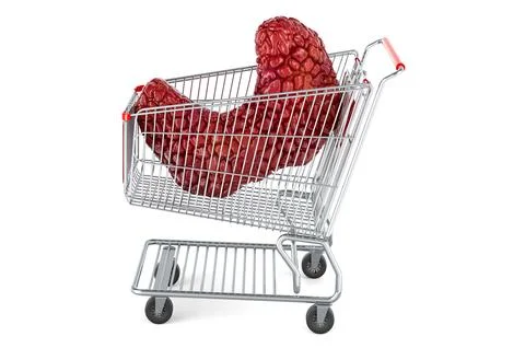 Thyroid in shopping cart, 3D rendering isolated on white background Stock Illustration