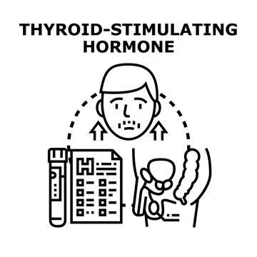 Thyroid stimulating hormone blood test results increasing Stock Illustration