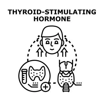 Thyroid stimulating hormone testing medical illustration 스톡 일러스트
