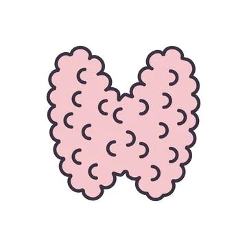 Thyroid Vector Line Icons Stock Illustration