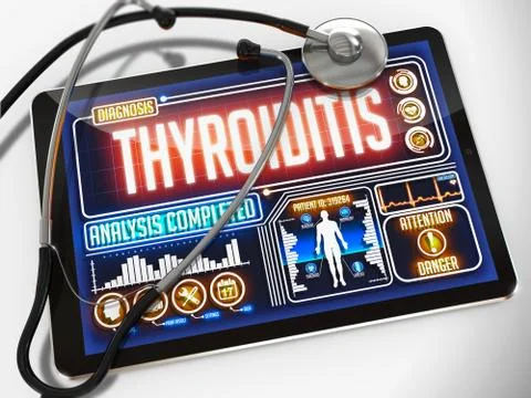 Thyroiditis on the Display of Medical Tablet Stock Illustration