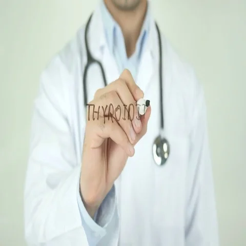 Thyroiditis, Doctor Writing on Transparent Screen Stock Footage 69504091