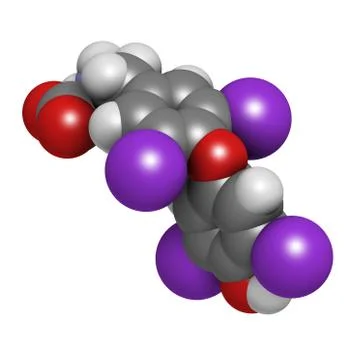Thyroxine molecule, chemical structure. thyroid gland hormone that plays a ro Stock Illustration
