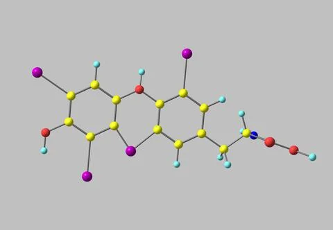Thyroxine molecule isolated on grey Stock Illustration