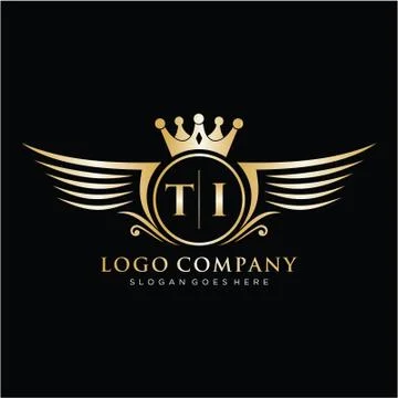 TI Letter Initial with Royal Wing Logo Template. Stock Illustration