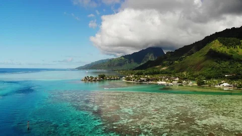 Tiahura, Moorea,French Polynesia Stock Footage 91408545