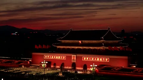 Tian 'anmen ,The light,night Video stock 53203775