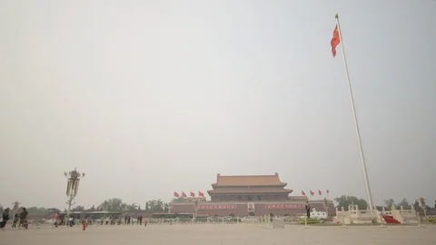 Tian An Men Square Wide Video stock 100156487