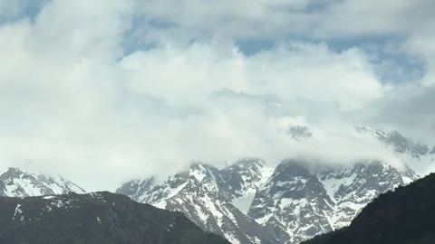 Tian-Shan mountain range with snow-capped peaks, cinematic silk road landscape. Stock Footage 274904388