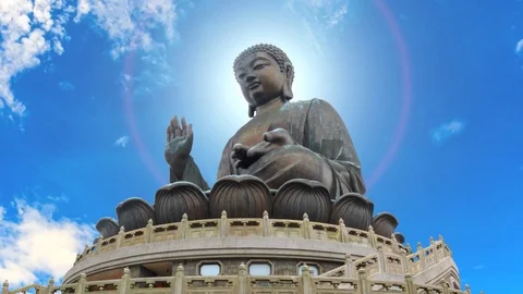 The Tian Tan Big Buddha Statue Famous Landmark Travel Places Of Hong Kong Stock Footage 76506859